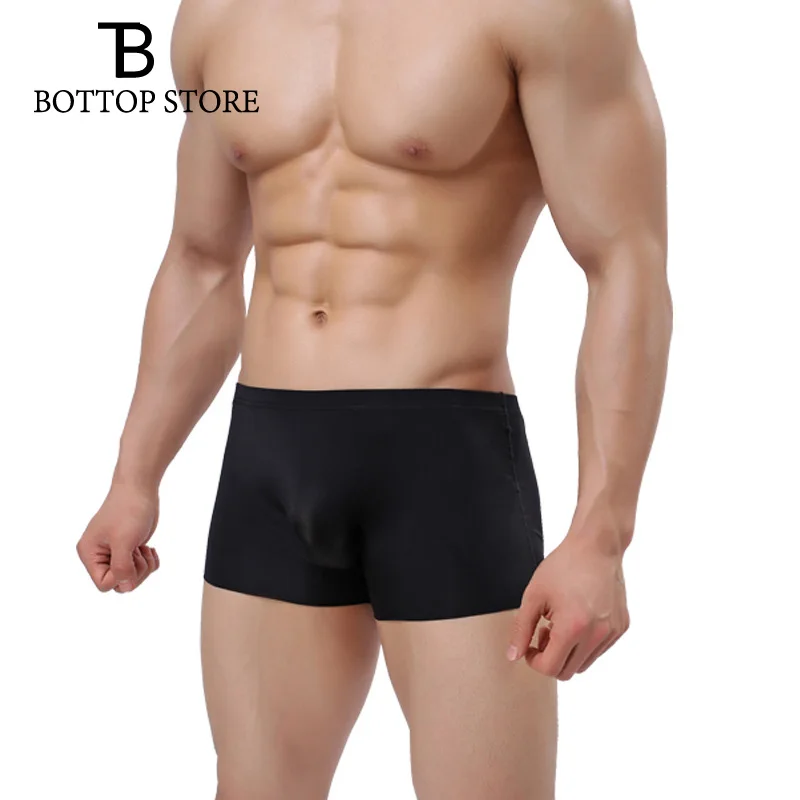 (3 шт./лот) мужские Бесшовные тонкие боксерские шорты шелковые дышащие мужское
