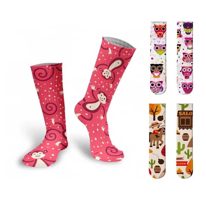 

3D Funny Cartoon Animal Printed Unisex Socks Fashion Harajuku Comfortable breathable Socks Pink Cute Casual Female Long Socks