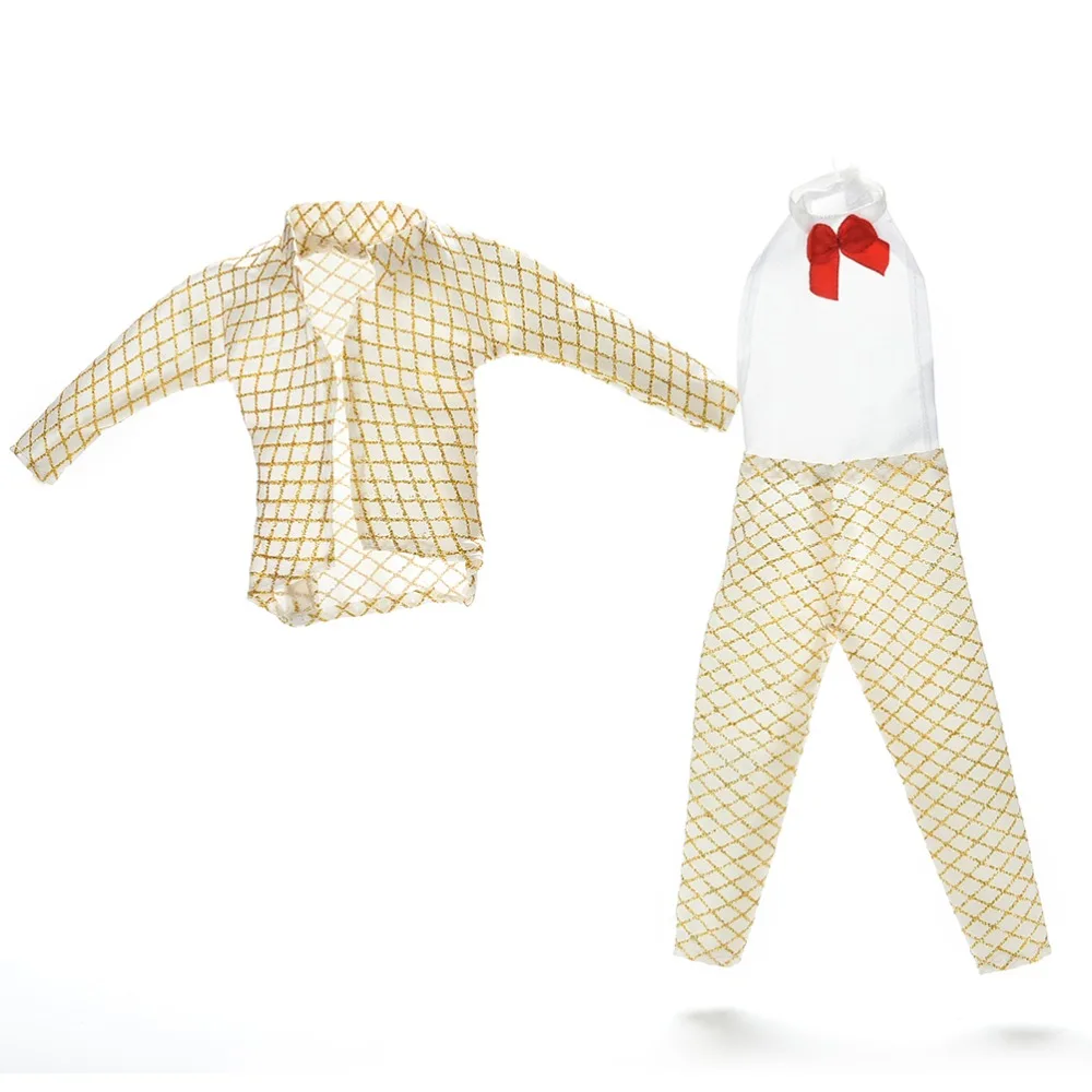 

Pizies 1 Set Male Dolls Handmade Clothing For Ken Dolls Golden Suit Outfit Clothes For Prince Ken Accessories