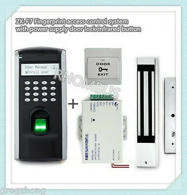 

Fingerprint access control system with power supply door lock exit button