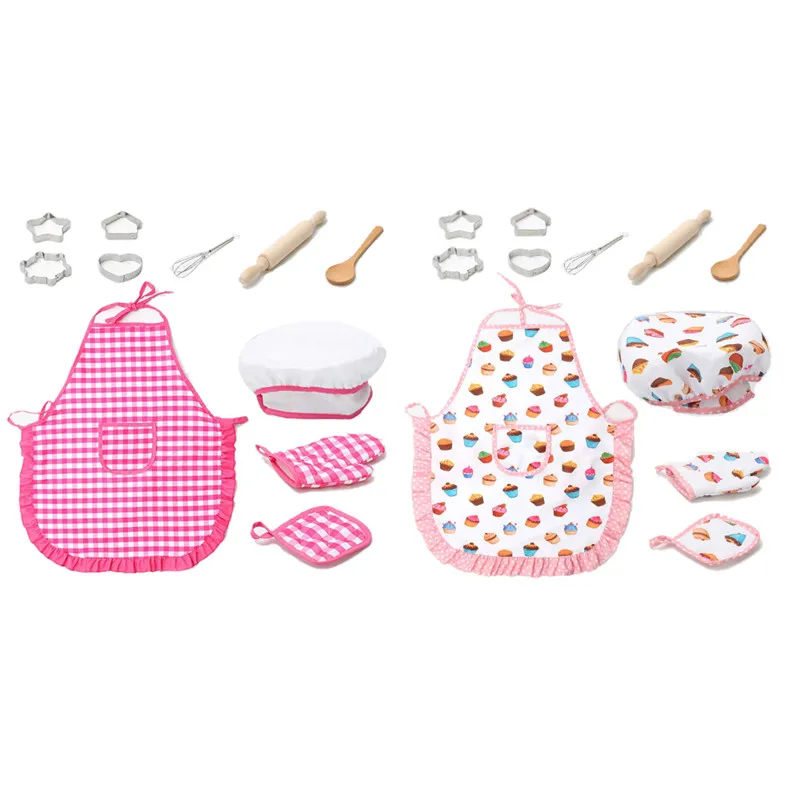 

Kids Cooking And Baking Set - 11Pcs Kitchen Costume Role Play Kits Apron Hat Funny Toy For Children