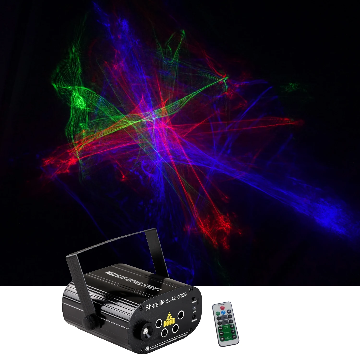Sharelife Mini 4 Lens RGRB Hypnotic Aurora Laser Light Mix Blue LED Remote Control Motor Speed DJ Gig Party Home Stage Lighting