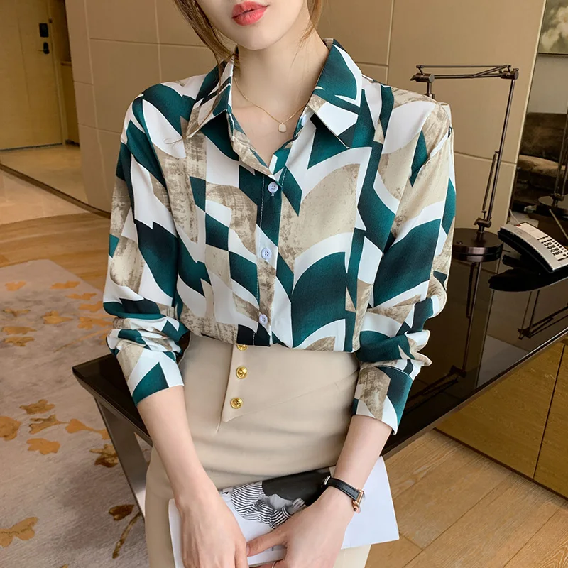 

Fashion printing ladies shirts Women's Blouses Spring Autumn Long Sleeve Shirts Tops Blusas Mujer