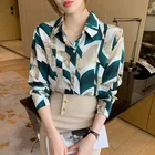 Модные женские рубашки с принтом, женские блузки, рубашки с длинным рукавом на весну и осень, топы, женские блузы