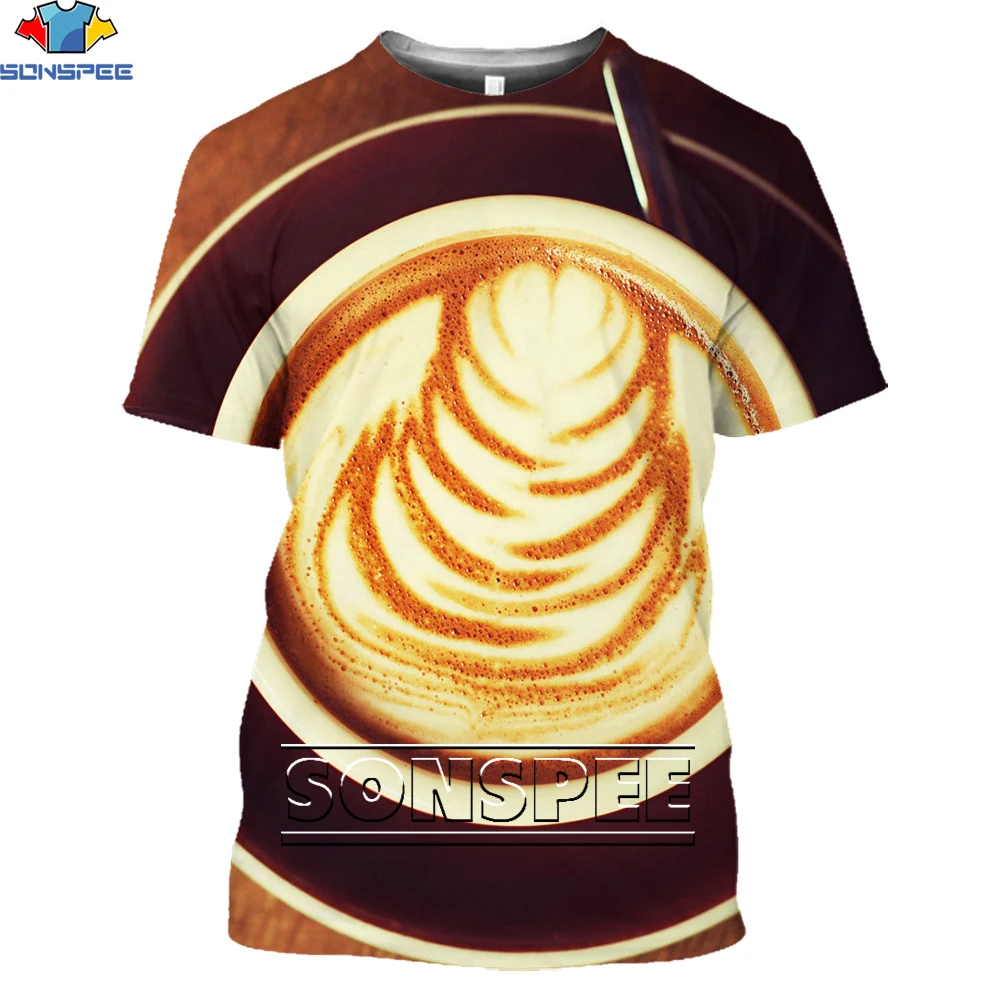 

SONSPEE 3D Printing Men's T-shirt Coffee Time Summer Casual Loose Short-sleeved Hip-hop Street Oversized Tops