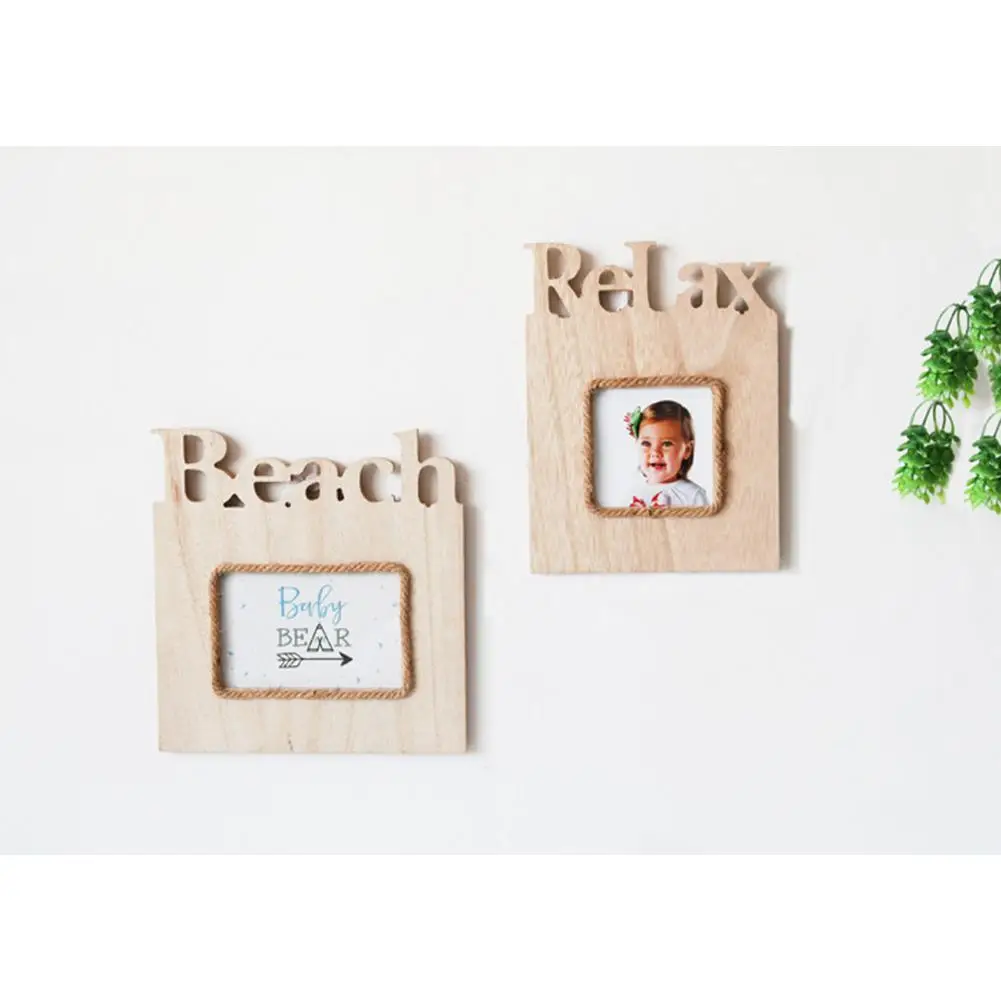 DIY фоторамка прямоугольная деревянная с буквенным принтом подвесное