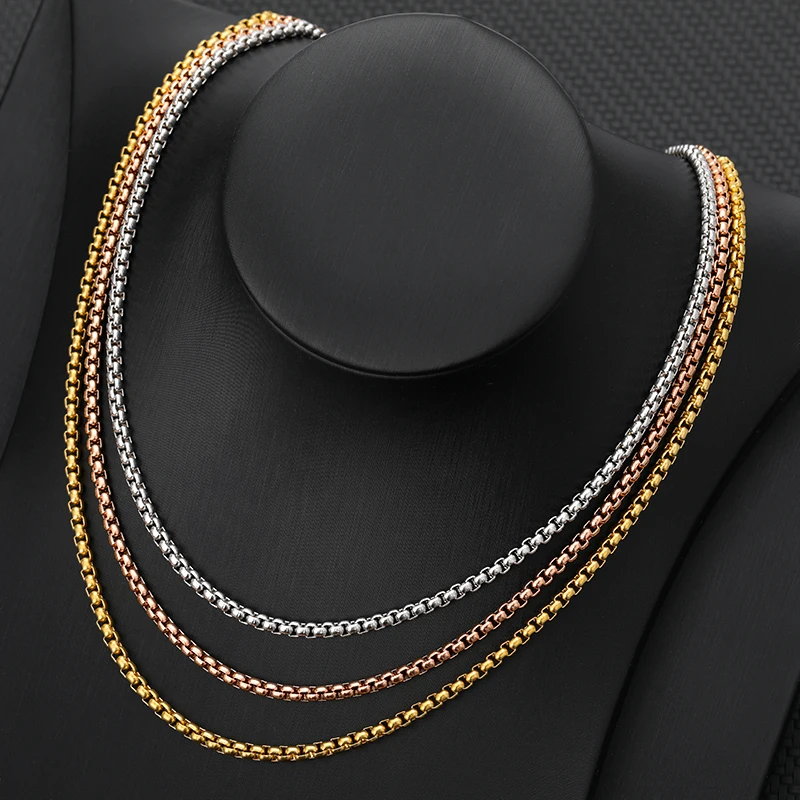 

Basic Punk Stainless Steel Necklace for Men 3MM Gold Bead Chain for Women High Quality Hip-Hop Collar Jewelry Accessories 60CM
