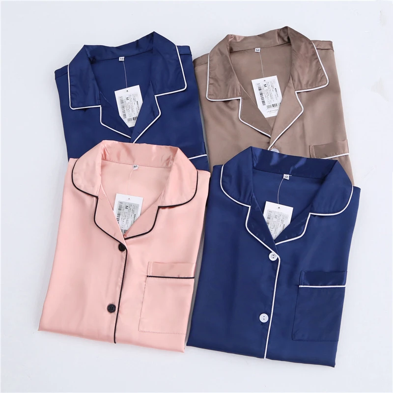 Пижама для пар шелковая пижама женщин и мужчин на весну лето с длинным рукавом