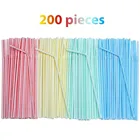200 шт пластиковые соломинки для питья 8 дюймов длинные Разноцветные полосатые постельные одноразовые соломинки вечерние разноцветные радужные соломинки