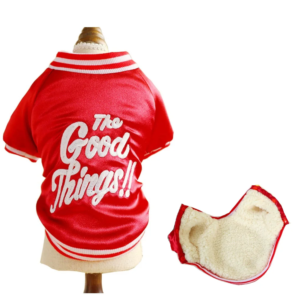 Зимнее пальто для собак красная флисовая подкладка одежда плюшевая куртка XS s m l xl