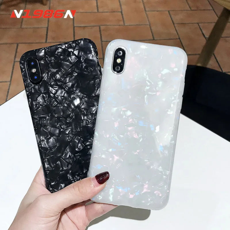 Чехол для телефона N1986N iPhone 11 Pro X XR XS Max 6 6s 7 8 Plus блестящий чехол с раковиной мягкий