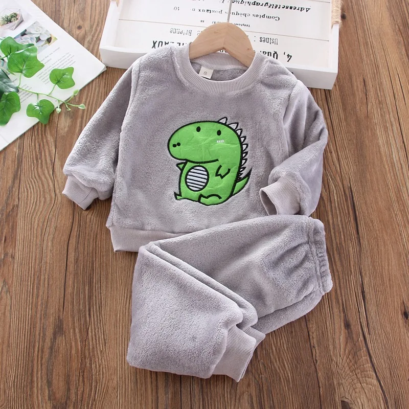

Boys girl pajamas clothing sets autumn winter children cute cartoon tops pants 2pcs tracksuits for baby kids velvet home clothes