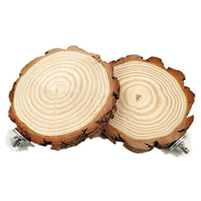 

2Pcs Round Bird Cage Perch Sleeping Stand Playground Accessories for Parakeets Cockatiels Conures Macaws Parrots Wood Bird Perch