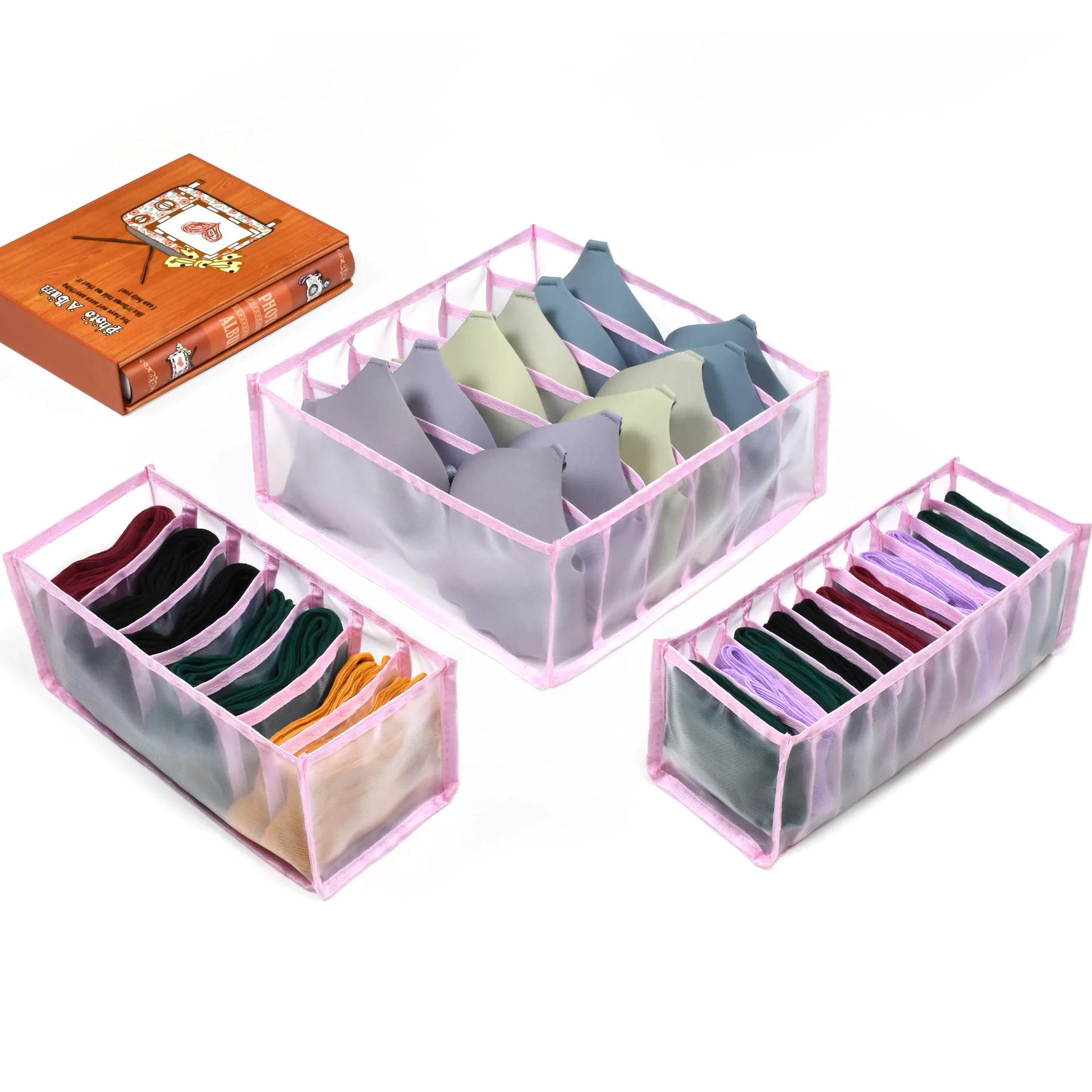

Dormitory closet organizer for socks home separated underwear storage box 11 grids bra organizer foldable drawer organizer
