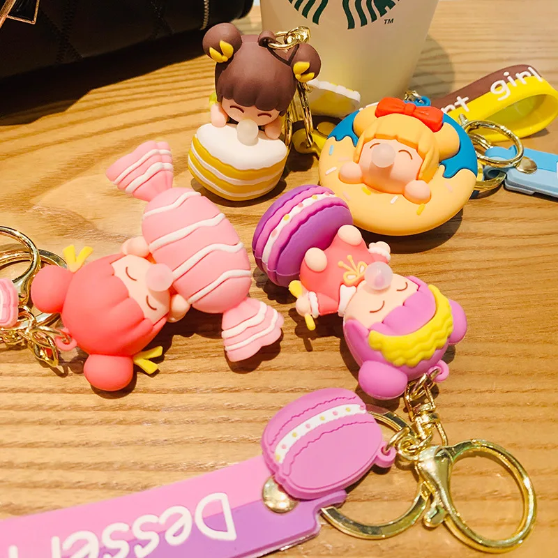 

Cartoon Dessert Bubble Girl Car Key Chain Pendant Bag Pendant Ins Girl Heart Fashion Keychain Lovely Gift For Girlfriend