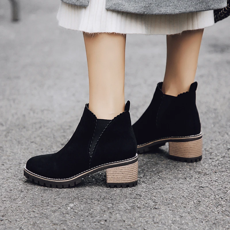 WETKISS/модные Нескользящие женские ботильоны на толстой платформе с эластичными