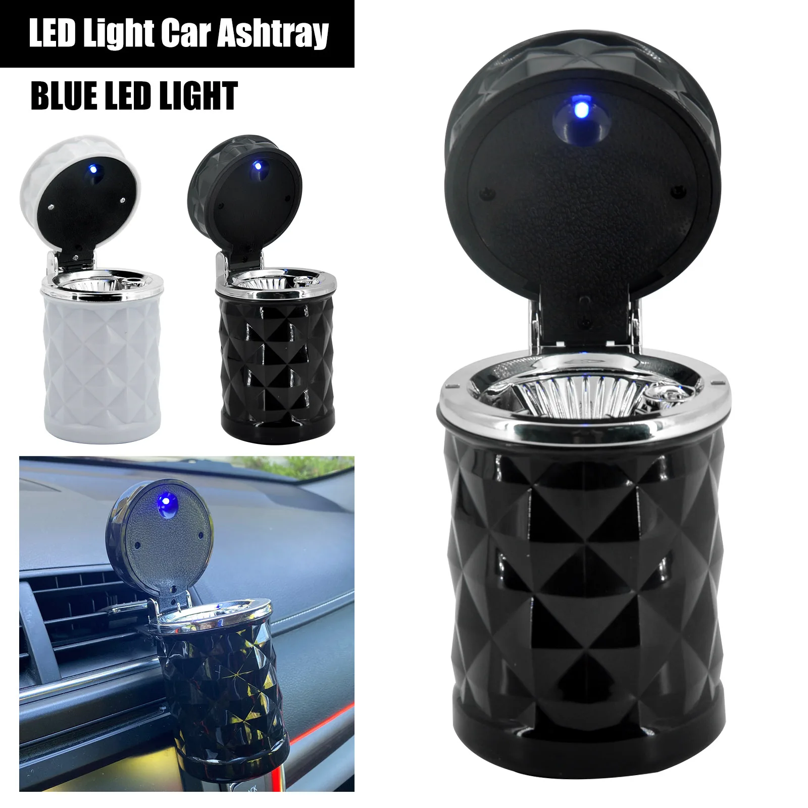 2021 Car Accessories Portable LED Light Car Ashtray Universal Cigarette Cylinder Holder Car Styling