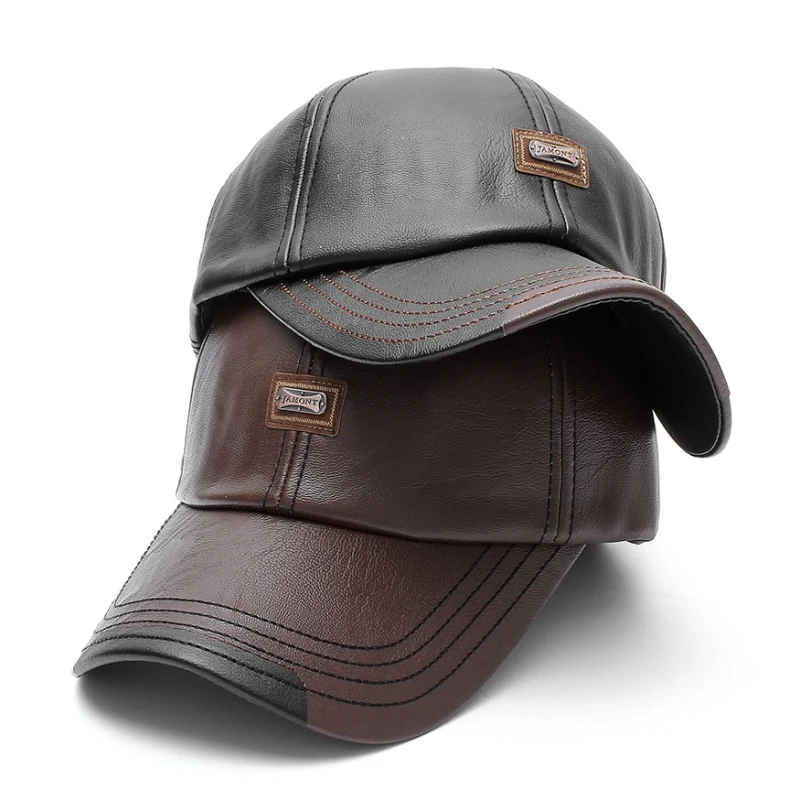 Мужская винтажная Регулируемая из искусственной кожи бейсболка Повседневная