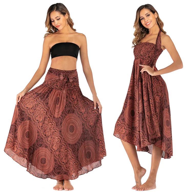 Leisure Thailand indian clothing dress skirt beach holiday two-wear big belly dance |