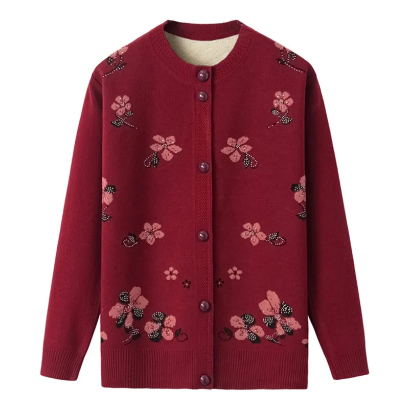 Женский свободный свитер UHYTGF Повседневный Кардиган с круглым вырезом и бусинами