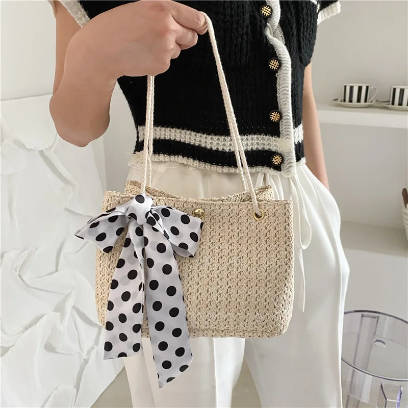 

Повседневная сумка на одно плечо для женщин, модная Натуральная соломенная сумка-мессенджер большой вместимости, роскошный брендовый диза...