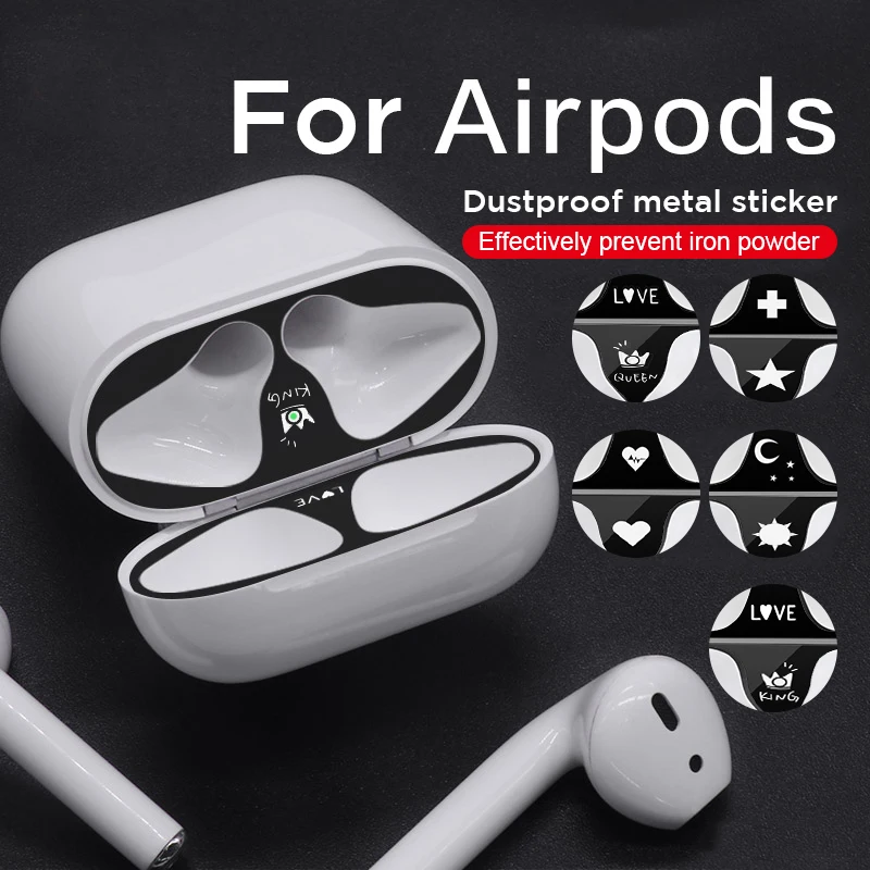 Милая Защитная Наклейка для защиты кожи для наушников Air Pods аксессуары для Apple AirPods Пылезащитная металлическая наклейка чехол