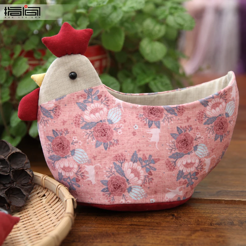 

Stitching fabric DIY embroidery handmade material package reactive printed cotton storage basket without cutting chicken animal