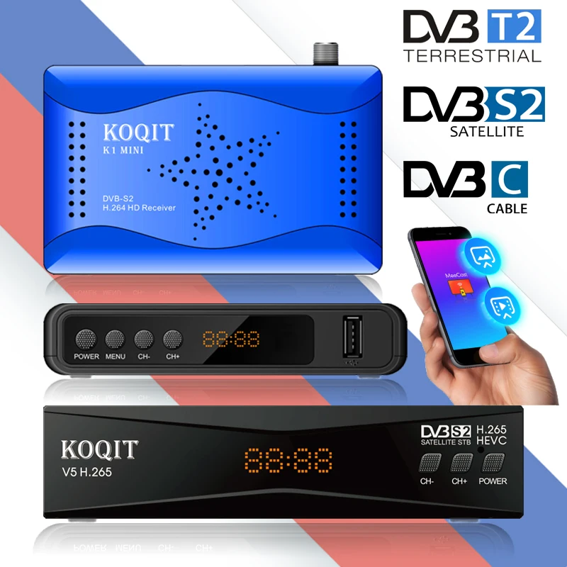 KOQIT HEVC Цифровая ТВ приставка DVB T2 тюнер Dvb-t2 DVBC телевизор для тв DVB-S2 Спутниковый