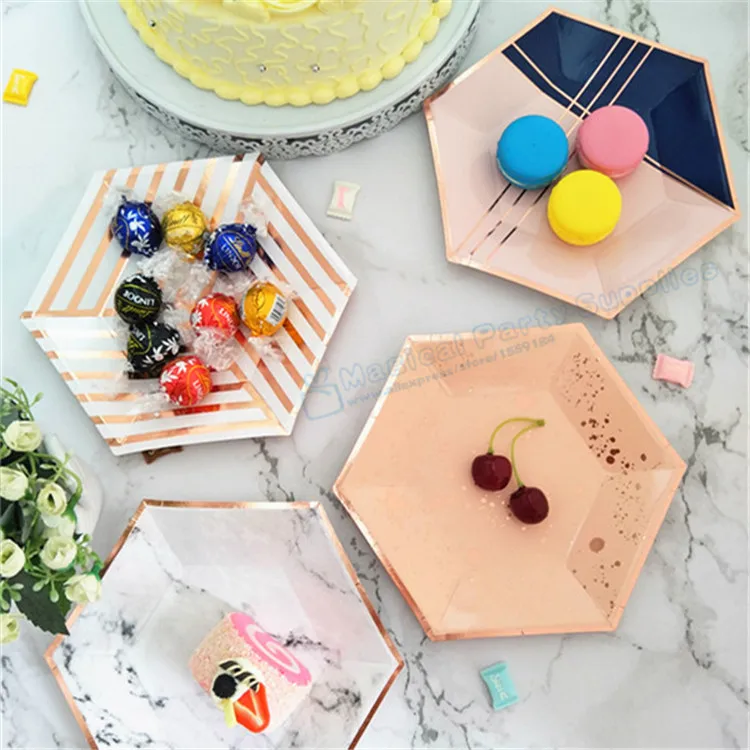 32 шт. шестигранная фотофольга из розового золота 7 дюймов|trays for cakes|trays goldtray decorative |