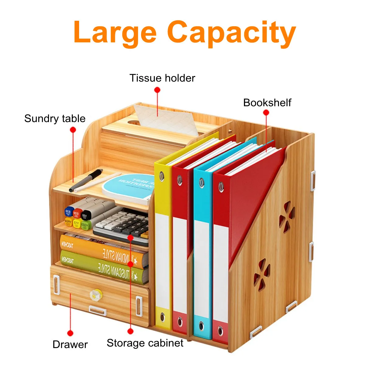 

Wooden Desktop Organizer Storage Box Drawer Home Office Storage Rack Cosmetics Display Shelf Tissue Holder Stand Shelf 3 Colors