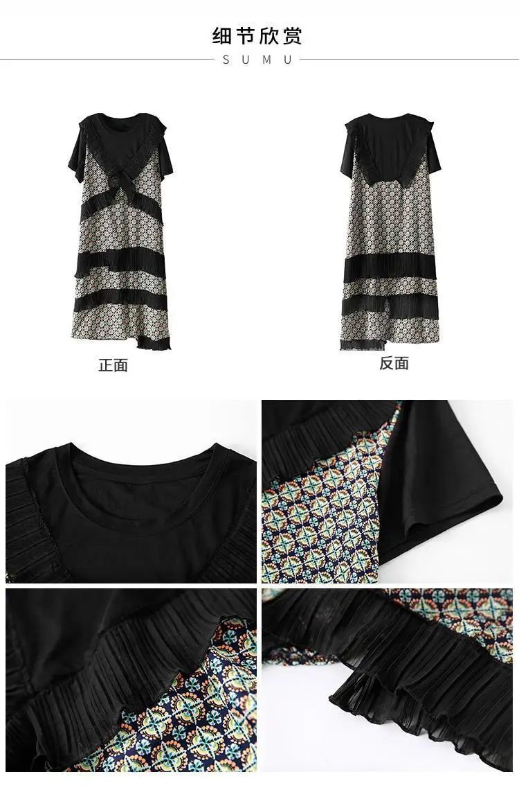 

Summer Dress Women Short Sleeve Vintage Retro Floral Printed Dresses Ruffles Spliced Patchwork Elegant Party Big Dresses SY029