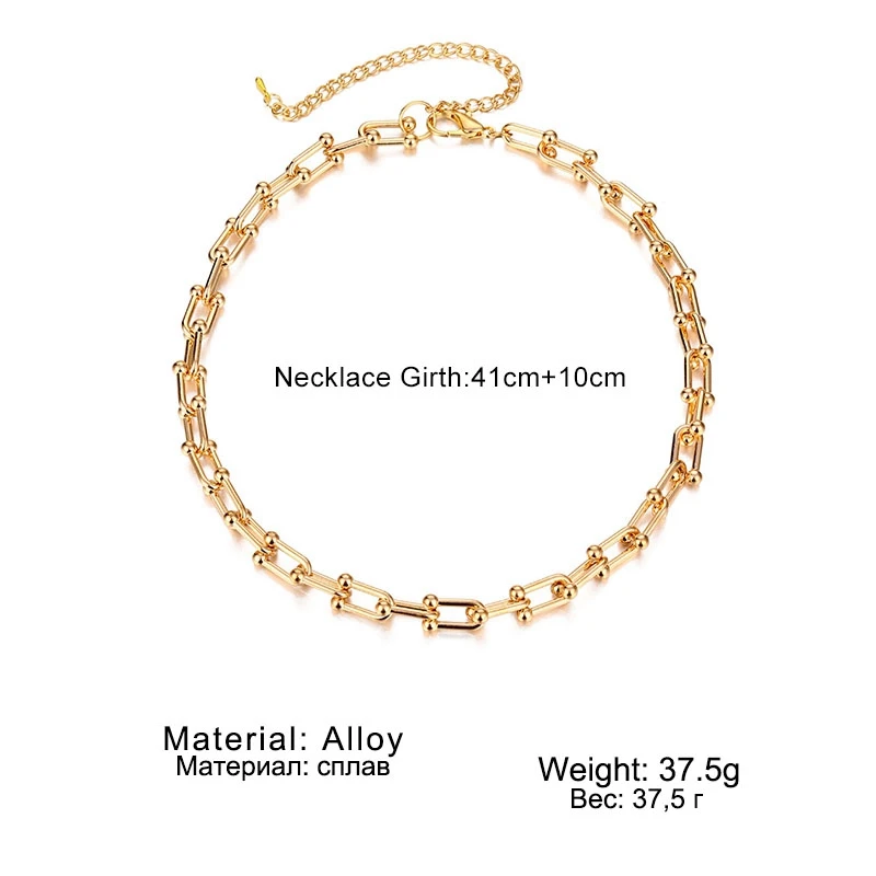 

ZOVOLI Gothtic U Shape Thick Chain Choker Necklaces For Women Men Fashion Gold Chain Link Chunky Necklaces Jewelry Gift 2020