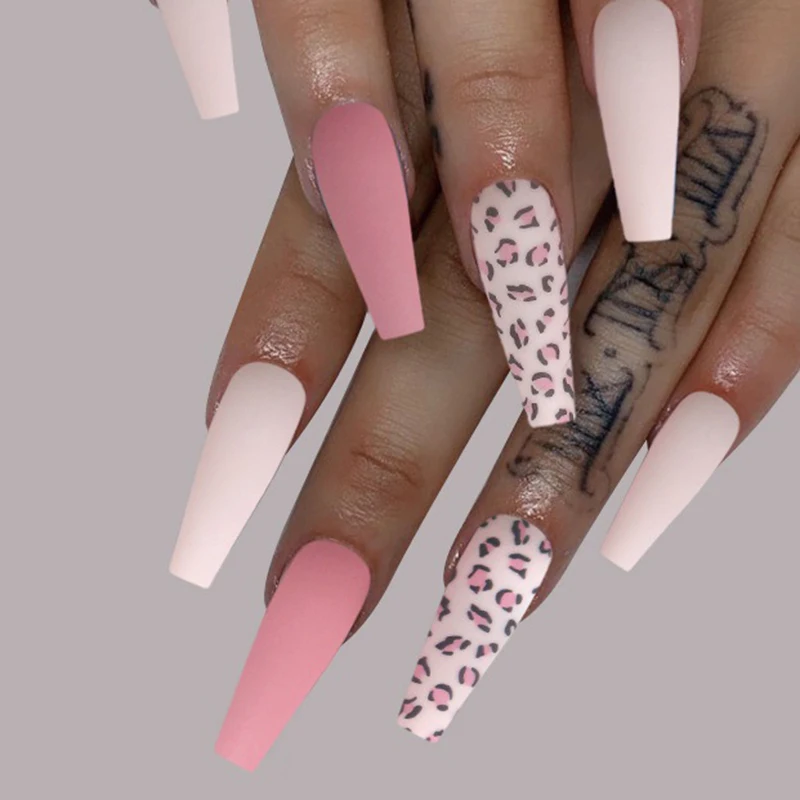 

30pcs Shiny Nail Patch Glue Type Removable Long Paragraph Fashion Manicure Save Time False Nail Patch WD