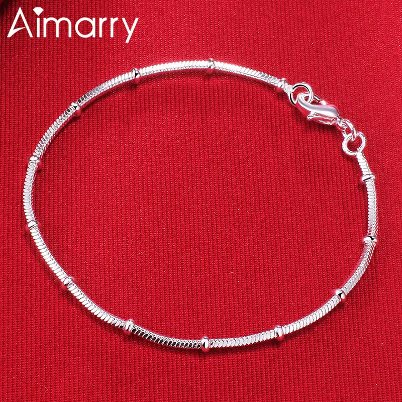 Aimarry 925 стерлингового серебра 8 дюймов цепочка из змеиных костей браслет для