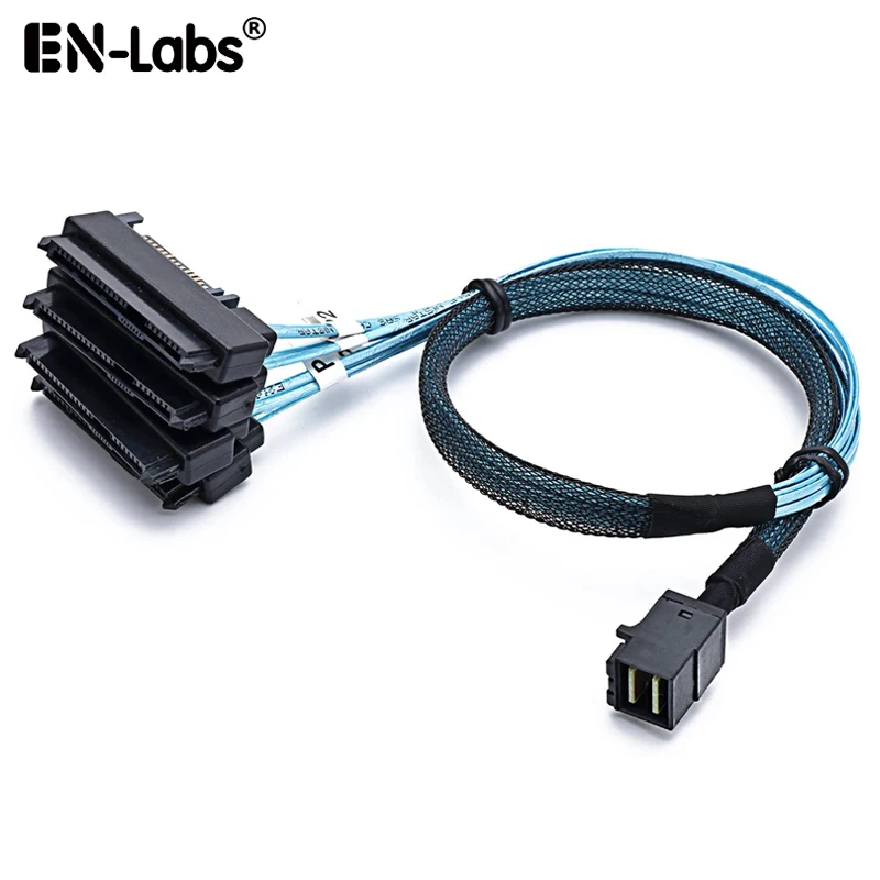 SFF-8643 to SFF-8482 Cable, Internal HD Mini SAS SFF8643 Host to 4x 29Pin SFF8482 Target Adapter Cord with SATA 15Pin Power 0.5M