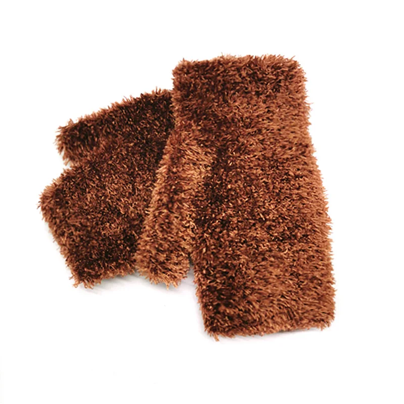 

Winter Girls Half Finger Gloves Cute Plush Gloves Warm Knitted Fingerless Mittens Soft Thicken Female Outdoor Glove