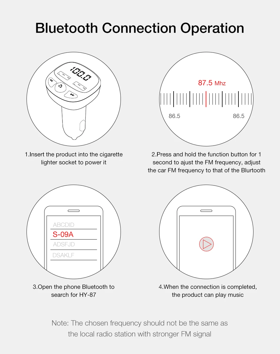 Автомобильное зарядное устройство FLOVEME Bluetooth плеер два USB телефона зарядные