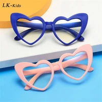 pink heart shaped anti blue light glasses for kids tr90 silicone flexible children girl boys cat eye anti reflective eyeglasses
