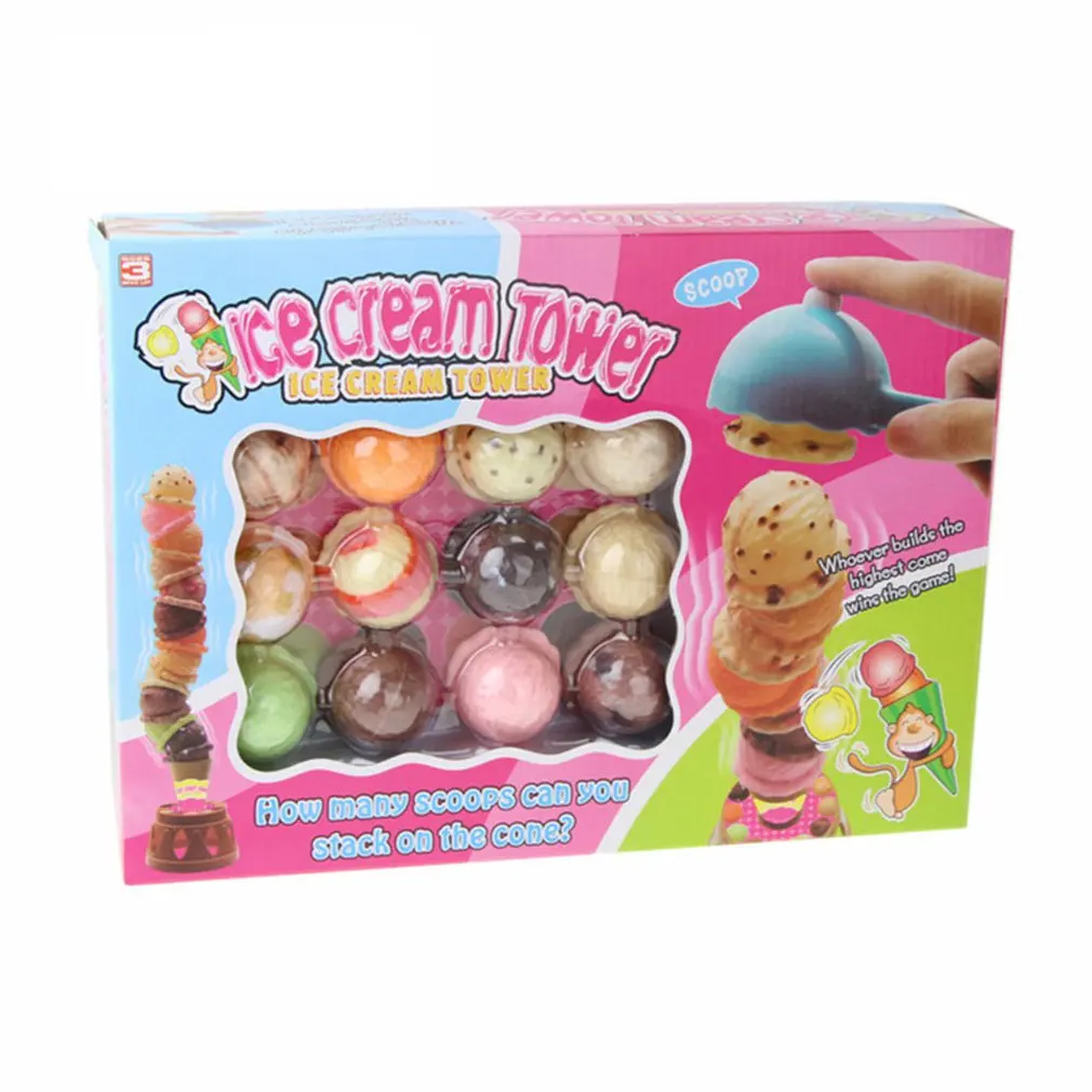 

16pcs Ice Cream Stack Up Play Tower Educational Toys Kids Cute Simulation Food Toy Children Ice Cream Pretend Play
