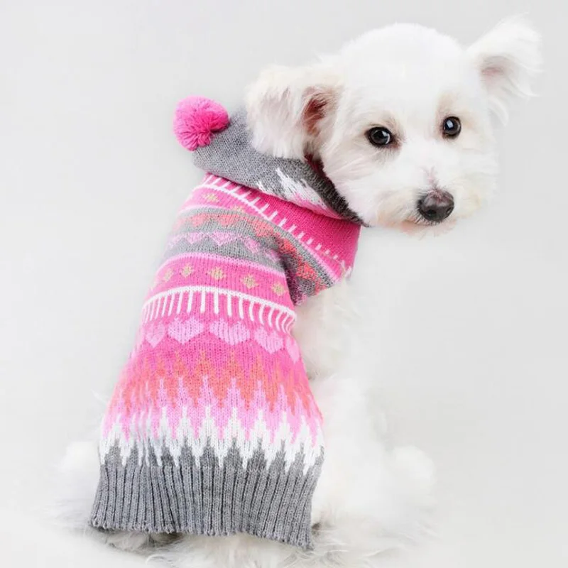 

Dog Sweaters For Small Dogs Winter Warm Dog Christmas Sweater Cute Pink Knitwear Hoodie Pullover For Chihuahua Teddy Pet Clothes