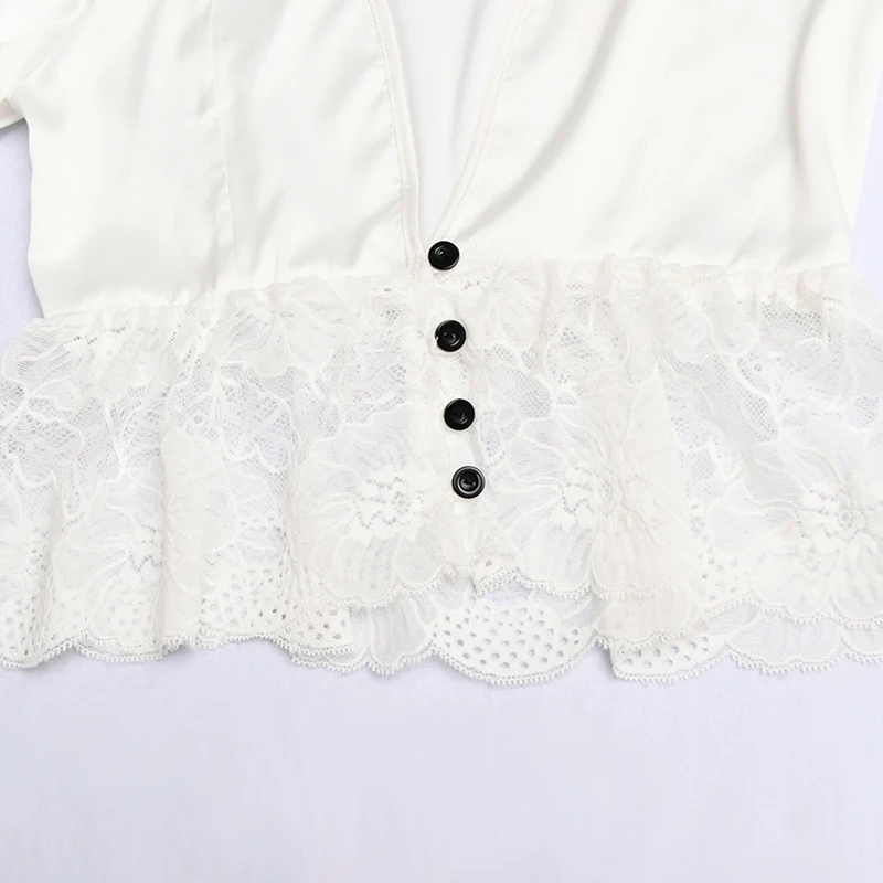 Lossky укороченные топы элегантные женские белые кружевные блузы повседневные