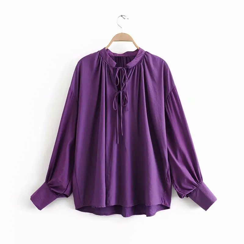 Женская блузка с длинным рукавом и круглым вырезом осень 2020 | одежда