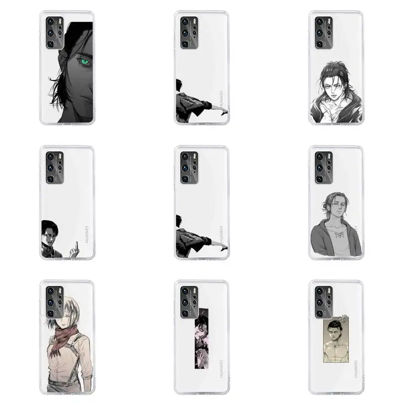 

Attack on Titan Phone Case For Huawei P40 P30 P20 Mate Honor 10i 30 20 i 10 40 8x 9x Pro Lite Transparent Cover