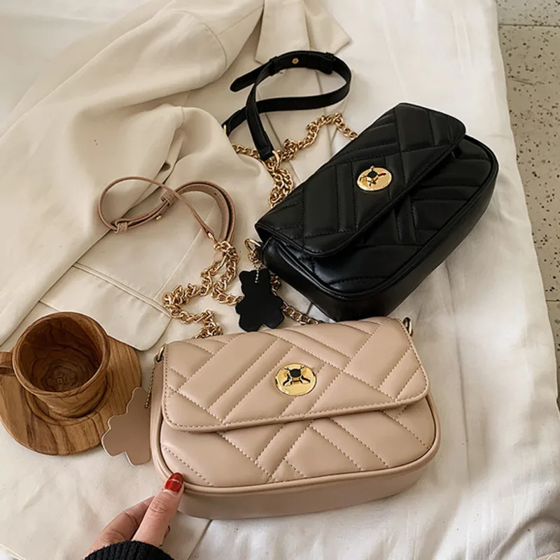 

Female Thread Pu Leather Crossbody Bags For Women 2020 Chain Shoulder Messenger Bag Ladies Hand Sling Luxury Handbags Designer