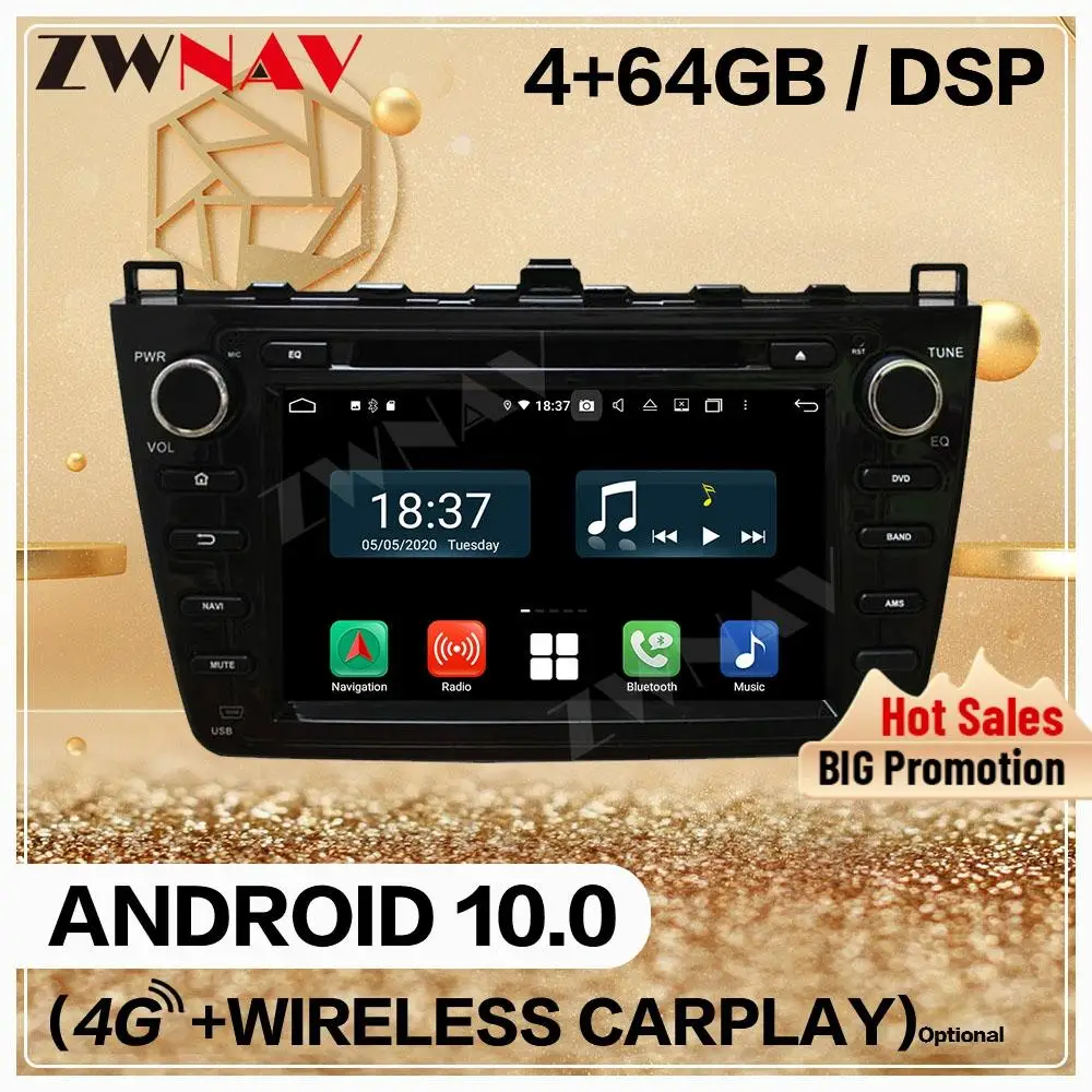 

Мультимедийный экран 2 Din, 128G, для Mazda 6, Mazda6, 2009, 2010, 2011, 2012, Android 10, автомобильное стерео