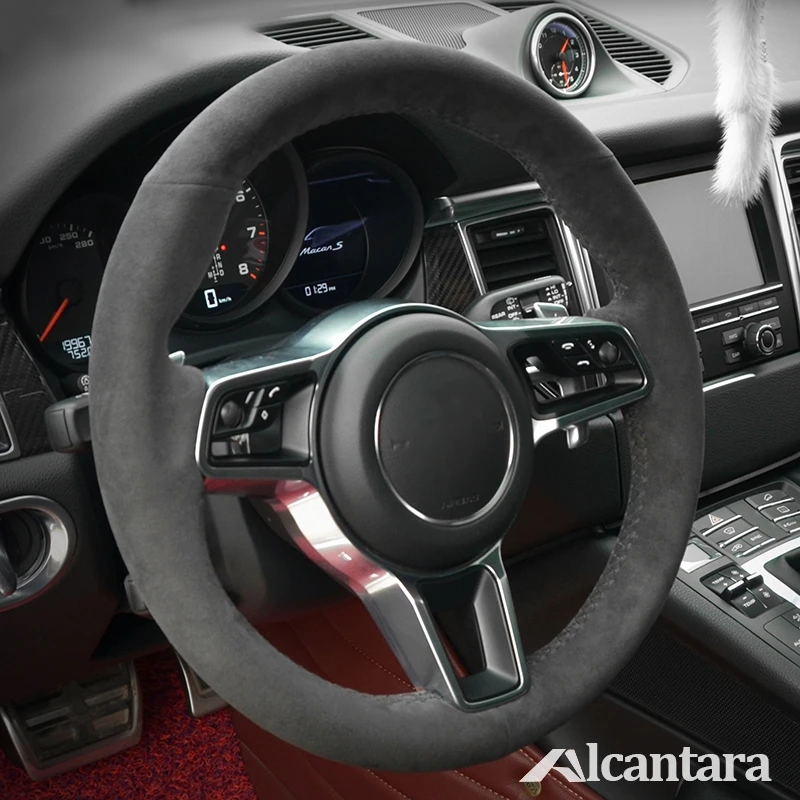 Черный Alcantara чехол рулевого колеса автомобиля для Porsche Macan Boxter Cayenne 2015 2016|Чехлы на