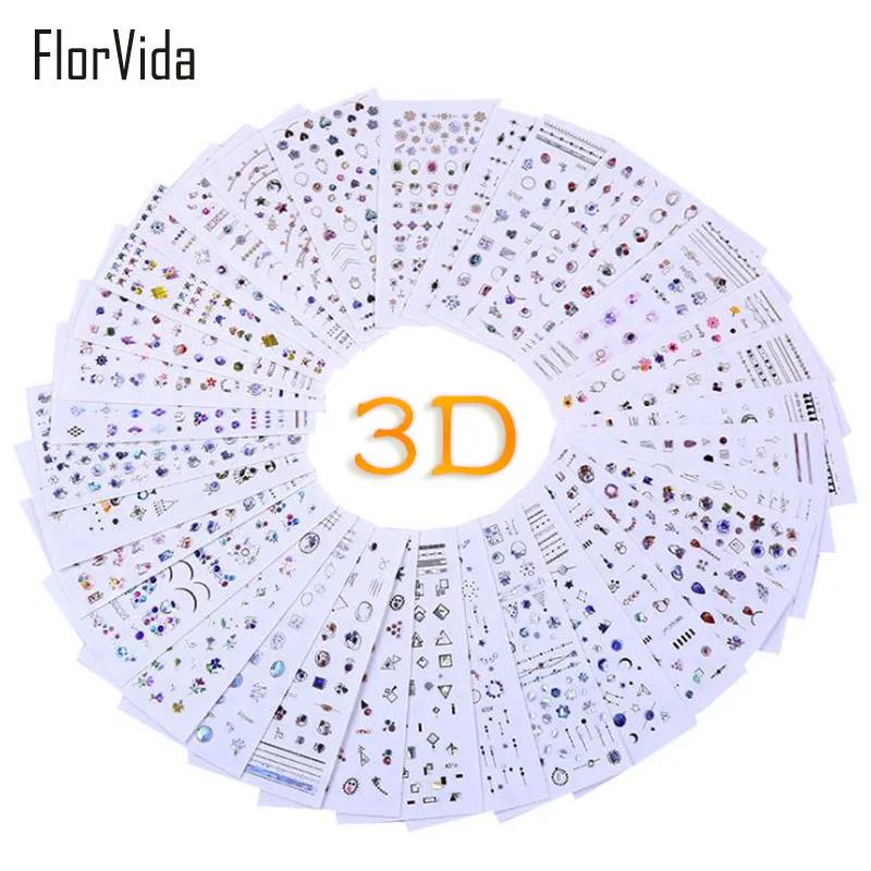 FlorVida стикеры 3D на ногти Nail Art со стразами драгоценные камни Сверкающий Кристалл Блестящий стикер на клейкой основе для дизайна ногтей маникюр