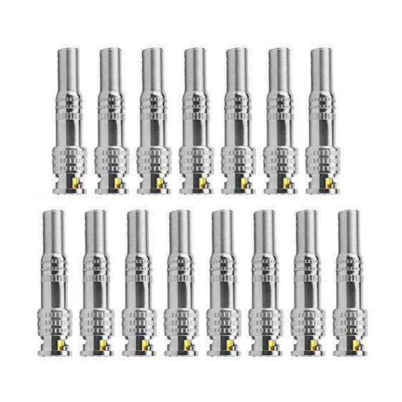

15Pcs BNC Male Connector Coax Male Crimp Plug RG59 Nickel Plated Coupler Extension Coaxial Cable With Copper Pin