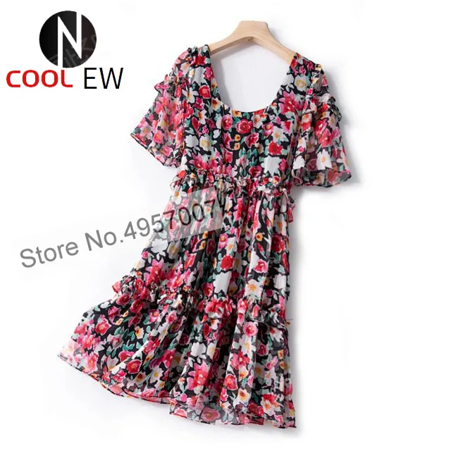 

Женское Стильное короткое мини-платье с коротким рукавом и цветочным принтом Маргаритки