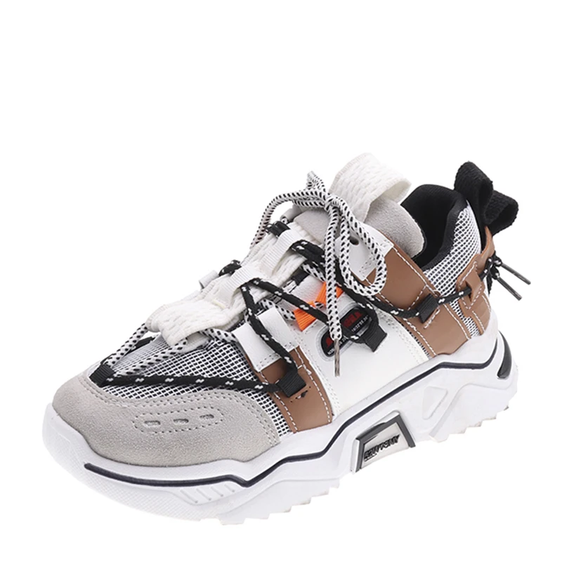 

2021 Platform Women's Sports Shoes Color Matching Breathable Mesh Lace-up Comfortable Casual Shoes Large Size Zapatillas Mujer